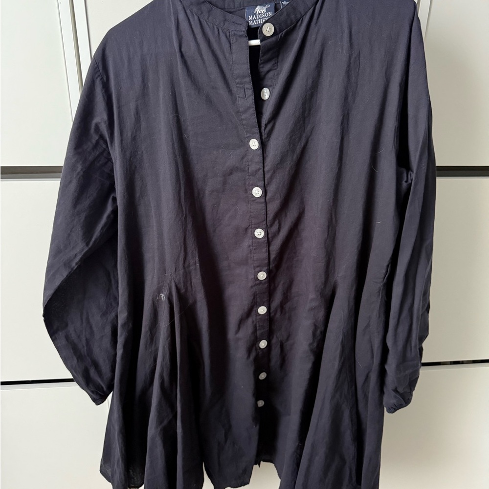 Navy Blue Button-Up Mini Dress